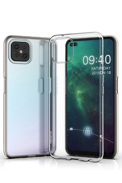 Newface Oppo Reno 4 Lite Kılıf Deluxe 2mm Şeffaf Silikon resmi