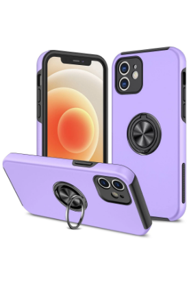 Newface iPhone 12 Kılıf Elit Yüzüklü Kapak - Mor resmi
