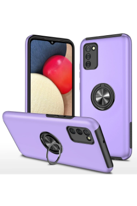 Newface Samsung Galaxy A02S Kılıf Elit Yüzüklü Kapak - Mor resmi