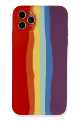 Newface iPhone 11 Pro Kılıf Ebruli Lansman Silikon - Kırmızı-Mor resmi