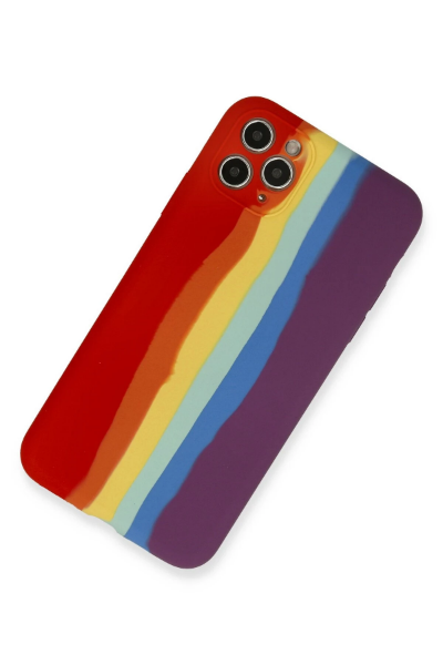 Newface iPhone 11 Pro Kılıf Ebruli Lansman Silikon - Kırmızı-Mor resmi