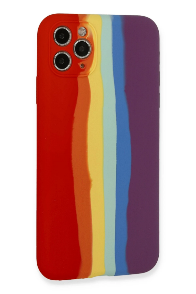 Newface iPhone 11 Pro Kılıf Ebruli Lansman Silikon - Kırmızı-Mor resmi