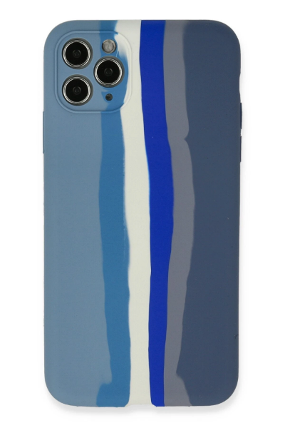 Newface iPhone 11 Pro Kılıf Ebruli Lansman Silikon - Mavi-Gri resmi