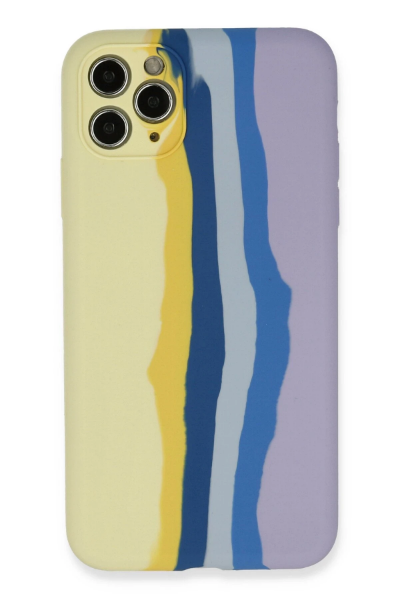 Newface iPhone 11 Pro Kılıf Ebruli Lansman Silikon - Sarı-Lila resmi