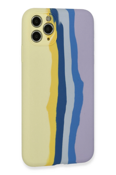 Newface iPhone 11 Pro Kılıf Ebruli Lansman Silikon - Sarı-Lila resmi