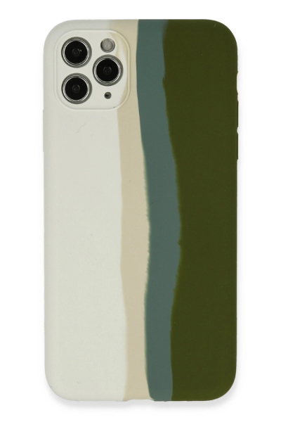 Newface iPhone 11 Pro Kılıf Ebruli Lansman Silikon - Beyaz-Yeşil resmi