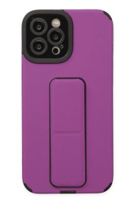 Newface iPhone 12 Pro Max Kılıf Mega Standlı Silikon - Mor resmi