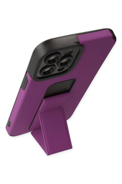 Newface iPhone 12 Pro Max Kılıf Mega Standlı Silikon - Mor resmi