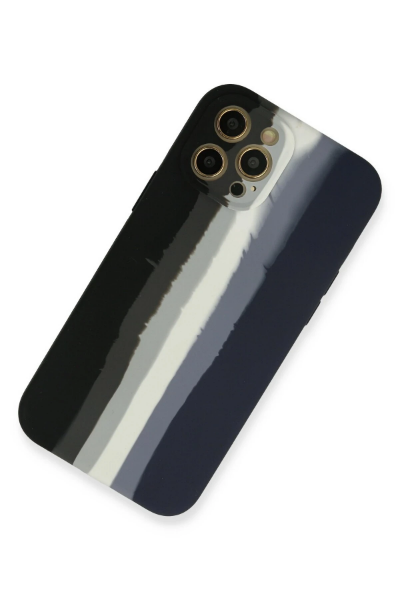 Newface iPhone 12 Pro Kılıf Ebruli Lansman Silikon - Siyah-Lacivert resmi