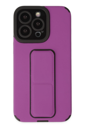 Newface iPhone 13 Pro Kılıf Mega Standlı Silikon - Mor resmi