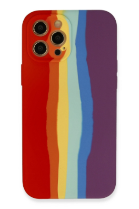 Newface iPhone 12 Pro Max Kılıf Ebruli Lansman Silikon - Kırmızı-Mor resmi