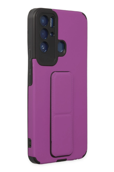 Newface Tecno Pova Neo Kılıf Mega Standlı Silikon - Mor resmi