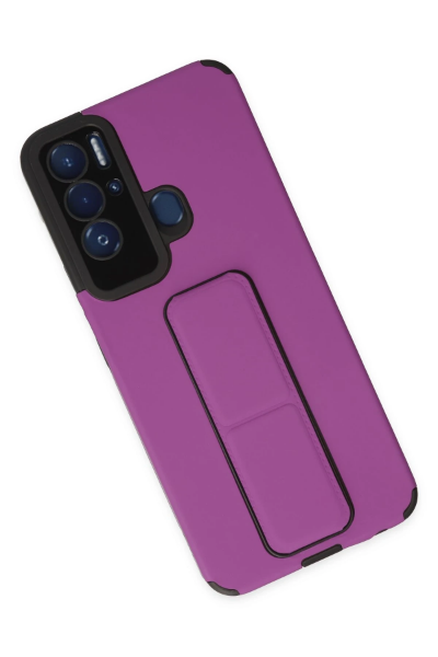 Newface Tecno Pova Neo Kılıf Mega Standlı Silikon - Mor resmi
