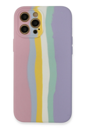 Newface iPhone 12 Pro Max Kılıf Ebruli Lansman Silikon - Pembe-Lila resmi