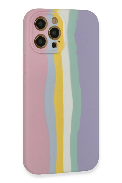 Newface iPhone 12 Pro Max Kılıf Ebruli Lansman Silikon - Pembe-Lila resmi