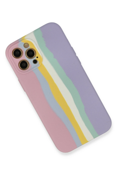 Newface iPhone 12 Pro Max Kılıf Ebruli Lansman Silikon - Pembe-Lila resmi