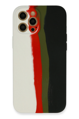 Newface iPhone 12 Pro Max Kılıf Ebruli Lansman Silikon - Beyaz-Siyah resmi