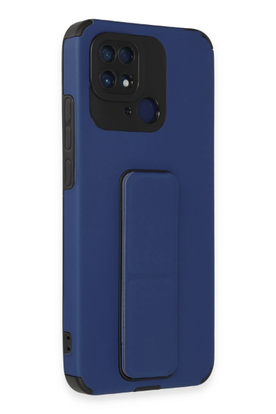 Newface Xiaomi Redmi 10C Kılıf Mega Standlı Silikon - Mavi resmi