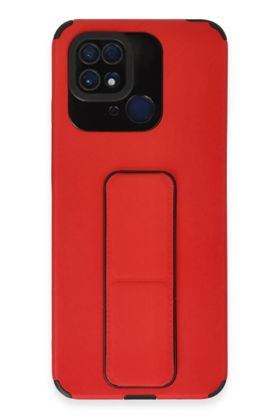 Newface Xiaomi Redmi 10C Kılıf Mega Standlı Silikon - Kırmızı resmi