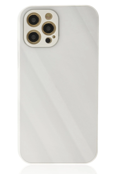 Newface iPhone 12 Pro Kılıf Glass Kapak - Beyaz resmi