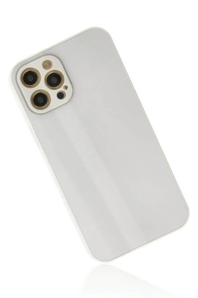 Newface iPhone 12 Pro Kılıf Glass Kapak - Beyaz resmi