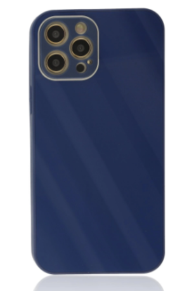 Newface iPhone 12 Pro Kılıf Glass Kapak - Lacivert resmi