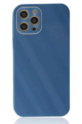 Newface iPhone 12 Pro Kılıf Glass Kapak - Mavi resmi
