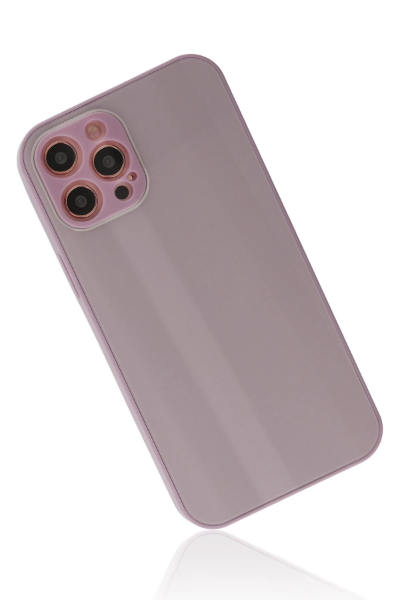 Newface iPhone 12 Pro Kılıf Glass Kapak - Mor resmi