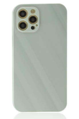 Newface iPhone 12 Pro Kılıf Glass Kapak - Turkuaz resmi