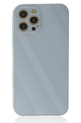 Newface iPhone 12 Pro Kılıf Glass Kapak - Sky Blue resmi
