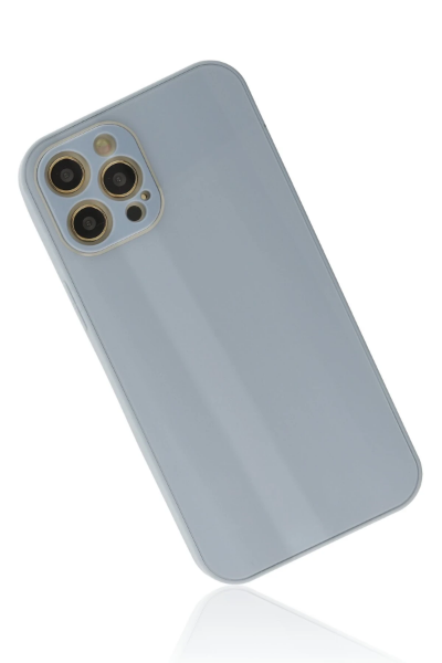 Newface iPhone 12 Pro Kılıf Glass Kapak - Sky Blue resmi
