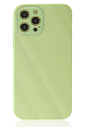 Newface iPhone 12 Pro Kılıf Glass Kapak - Açık Yeşil resmi