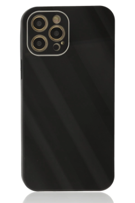 Newface iPhone 12 Pro Max Kılıf Glass Kapak - Siyah resmi