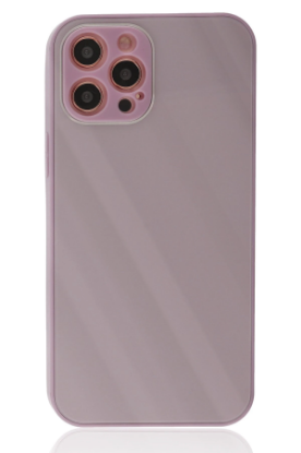 Newface iPhone 12 Pro Max Kılıf Glass Kapak - Mor resmi