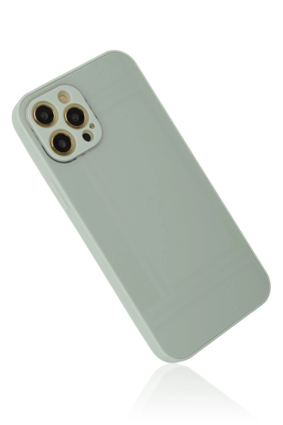 Newface iPhone 12 Pro Max Kılıf Glass Kapak - Turkuaz resmi