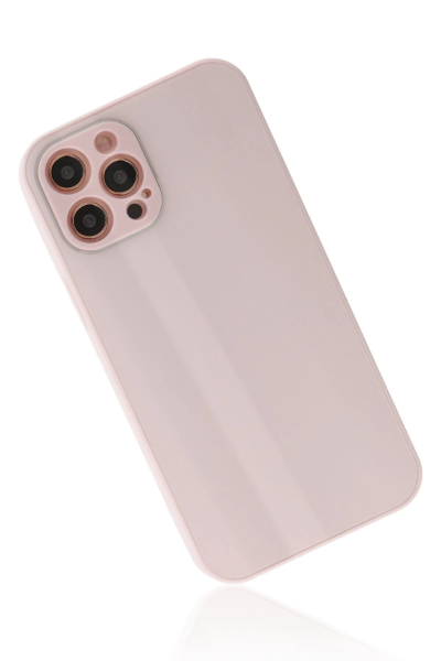 Newface iPhone 12 Pro Max Kılıf Glass Kapak - Pembe resmi