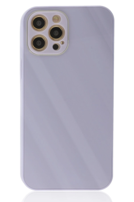 Newface iPhone 12 Pro Max Kılıf Glass Kapak - Lila resmi
