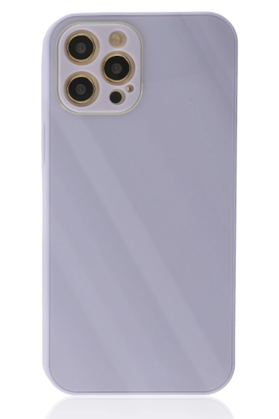 Newface iPhone 12 Pro Max Kılıf Glass Kapak - Lila resmi