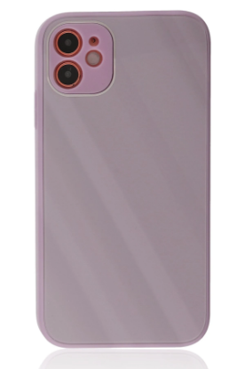 Newface iPhone 12 Kılıf Glass Kapak - Mor resmi