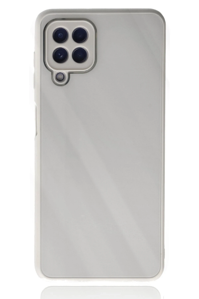 Newface Samsung Galaxy A22 Kılıf Glass Kapak - Beyaz resmi