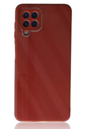 Newface Samsung Galaxy A22 Kılıf Glass Kapak - Bordo resmi