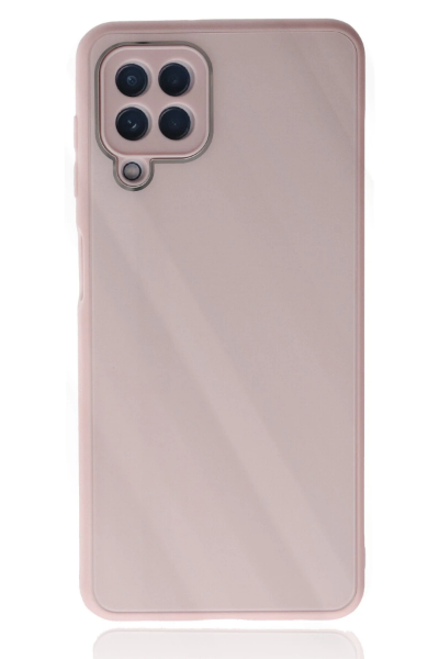 Newface Samsung Galaxy A22 Kılıf Glass Kapak - Pembe resmi