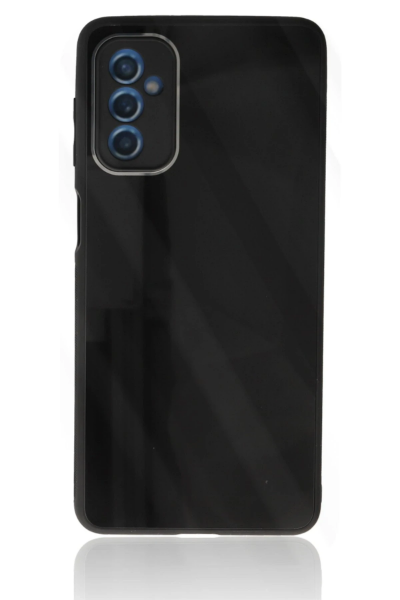 Newface Samsung Galaxy M52 5G Kılıf Glass Kapak - Siyah resmi