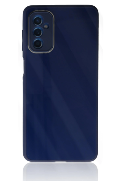 Newface Samsung Galaxy M52 5G Kılıf Glass Kapak - Lacivert resmi