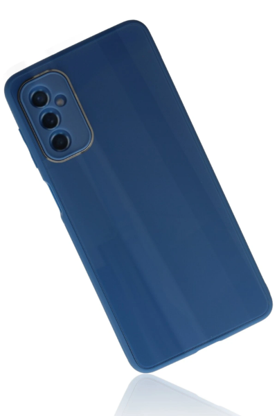 Newface Samsung Galaxy M52 5G Kılıf Glass Kapak - Mavi resmi