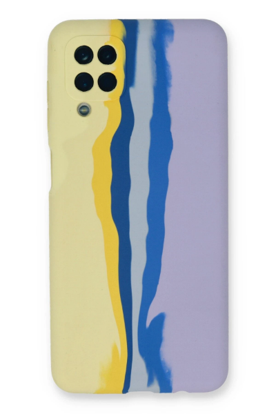 Newface Samsung Galaxy A22 Kılıf Ebruli Lansman Silikon - Sarı-Lila resmi