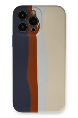 Newface iPhone 13 Pro Kılıf Ebruli Lansman Silikon - Lacivert-Krem resmi