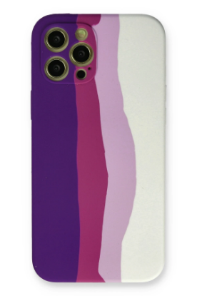 Newface iPhone 12 Pro Max Kılıf Ebruli Lansman Silikon - Mor-Beyaz resmi