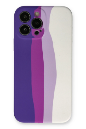 Newface iPhone 13 Pro Kılıf Ebruli Lansman Silikon - Mor-Beyaz resmi