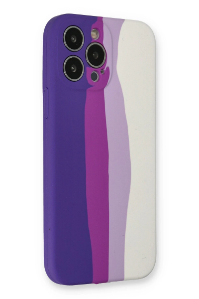 Newface iPhone 13 Pro Kılıf Ebruli Lansman Silikon - Mor-Beyaz resmi